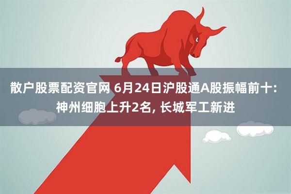 散户股票配资官网 6月24日沪股通A股振幅前十: 神州细胞上升2名, 长城军工新进