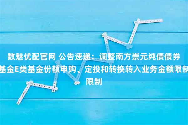 数魅优配官网 公告速递：调整南方崇元纯债债券基金E类基金份额申购、定投和转换转入业务金额限制