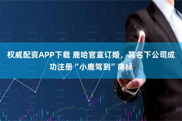 权威配资APP下载 鹿哈官宣订婚，其名下公司成功注册“小鹿驾到”商标