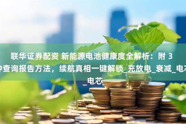 联华证券配资 新能源电池健康度全解析：附 3 种查询报告方法，续航真相一键解锁_充放电_衰减_电芯